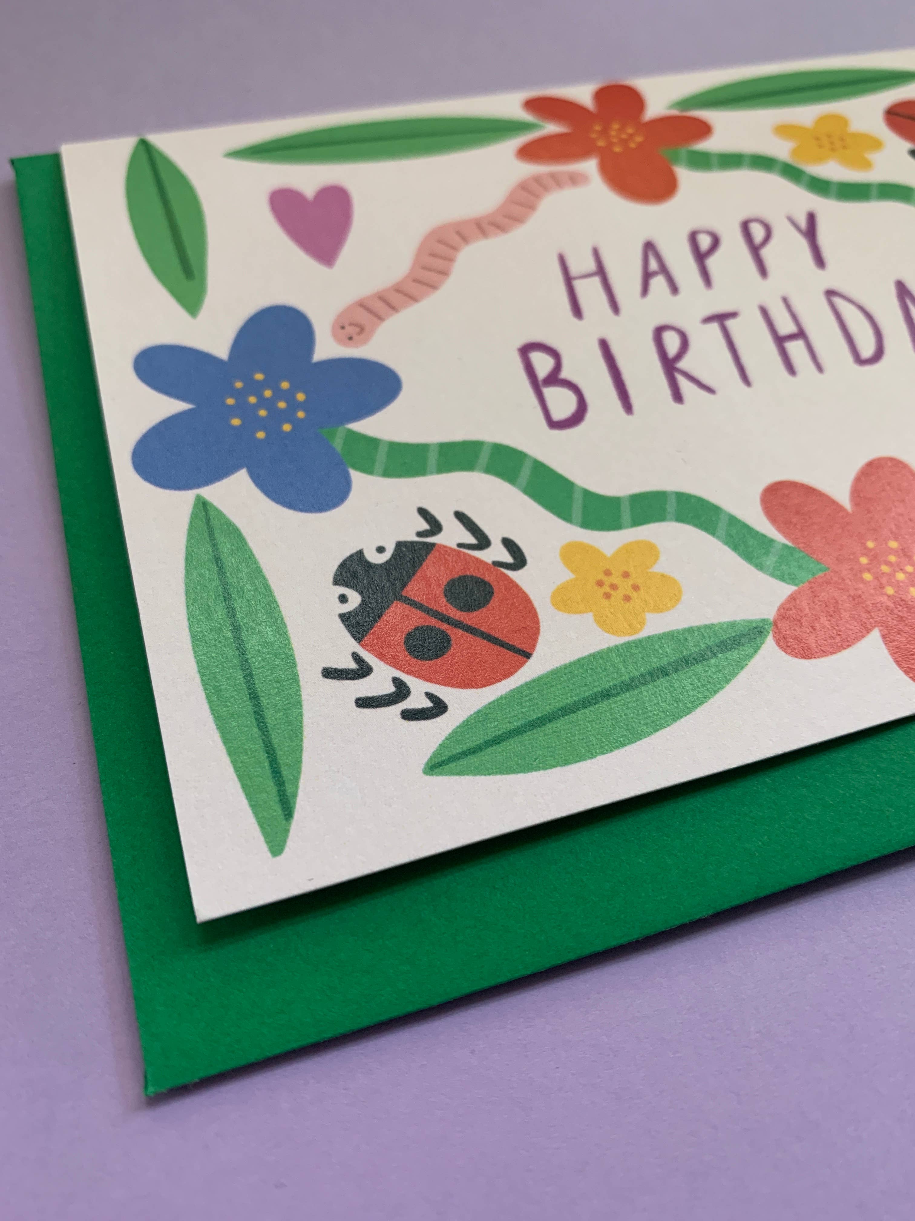 Kitty Kenda Papergoods Biglietto di auguri di buon compleanno con stampa in giardino: Luce
