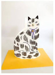 Kitty Kenda Papergoods Biglietto di auguri a forma di gattino seduto - Bianco e nero: Nero/Bianco