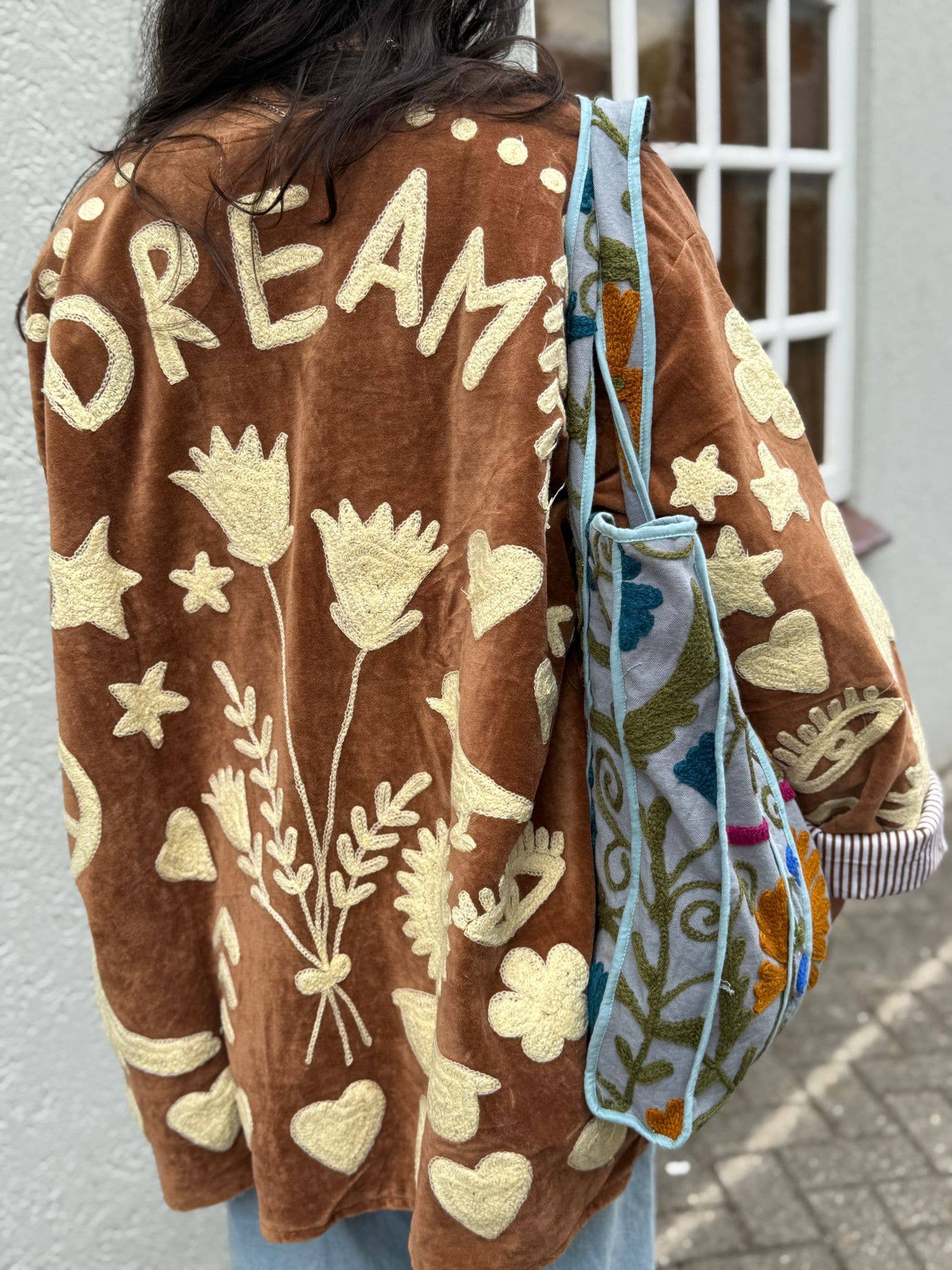 ToutVintage Giacca di velluto DREAM marrone crema: Strisce