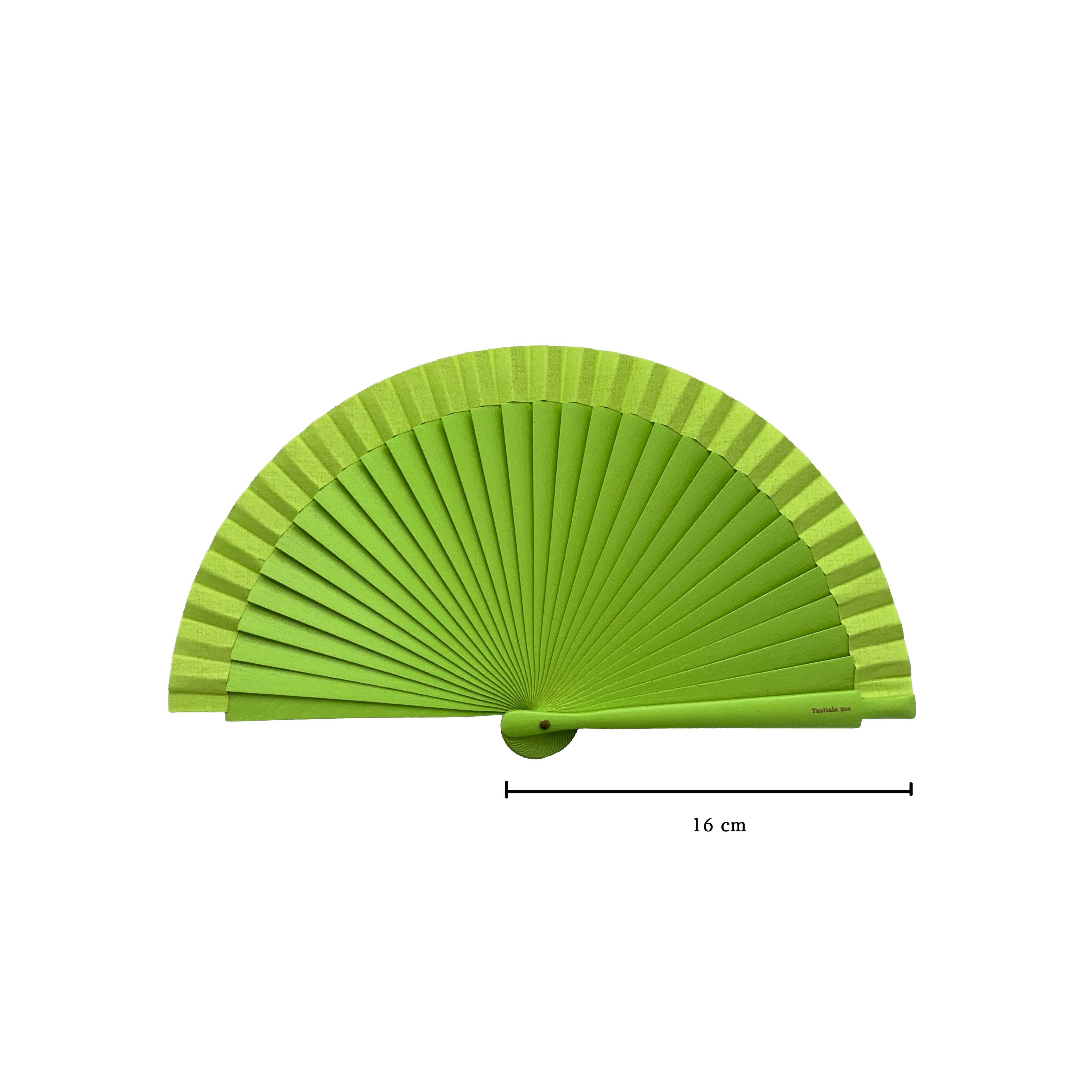Tusitala Barcelona Ventilatore a frizione verde, in legno e cotone