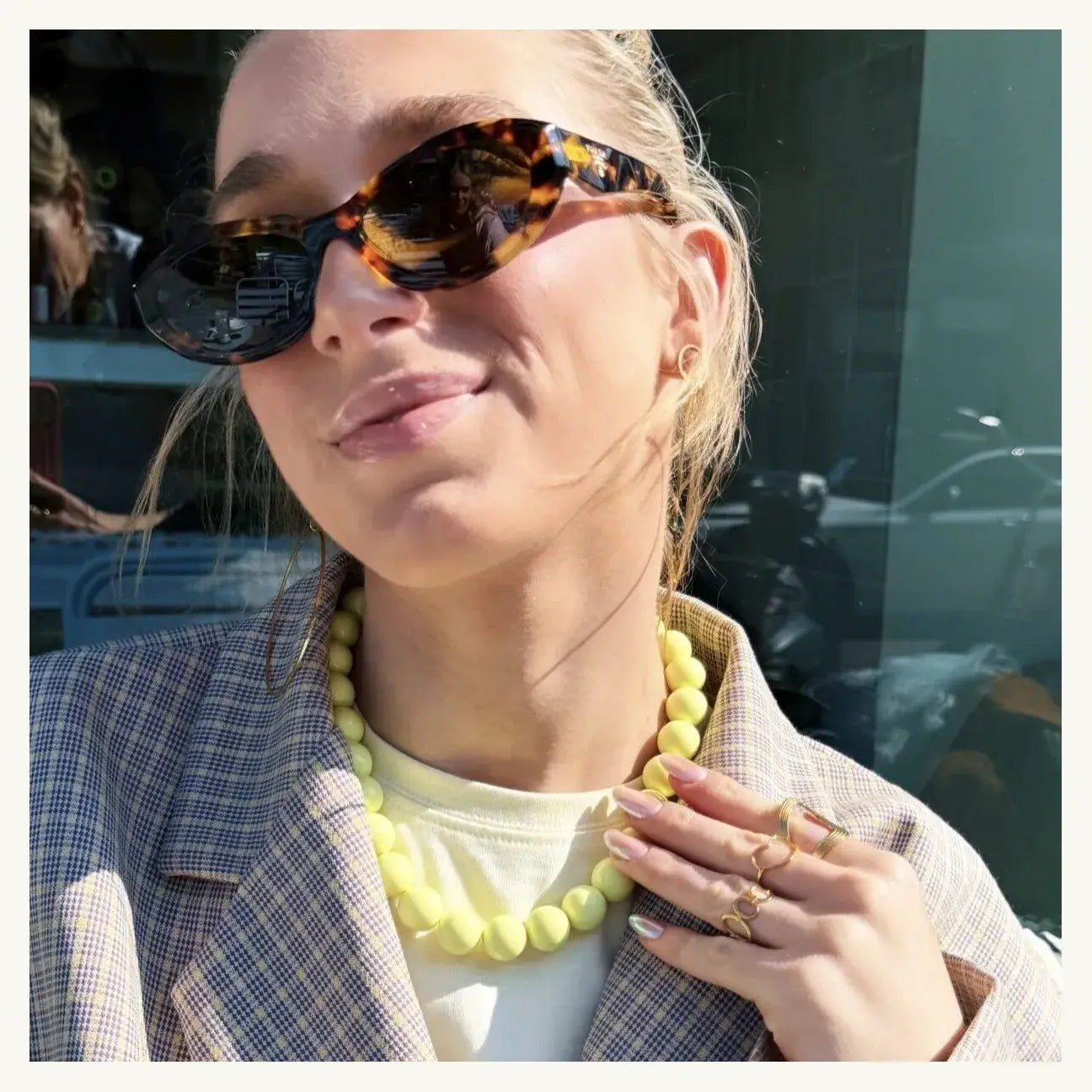Bazou Collana di perline XXL - lime