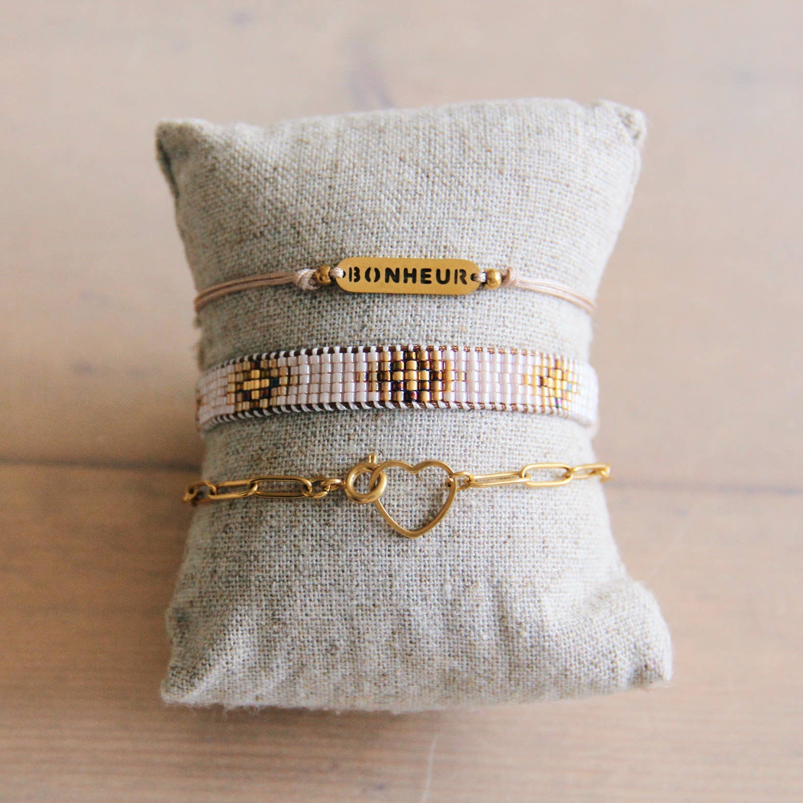 Bazou Bracciale in tessitura nude/cognac/dorato