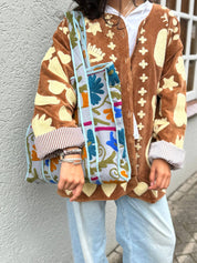 ToutVintage Giacca di velluto DREAM marrone crema: Strisce