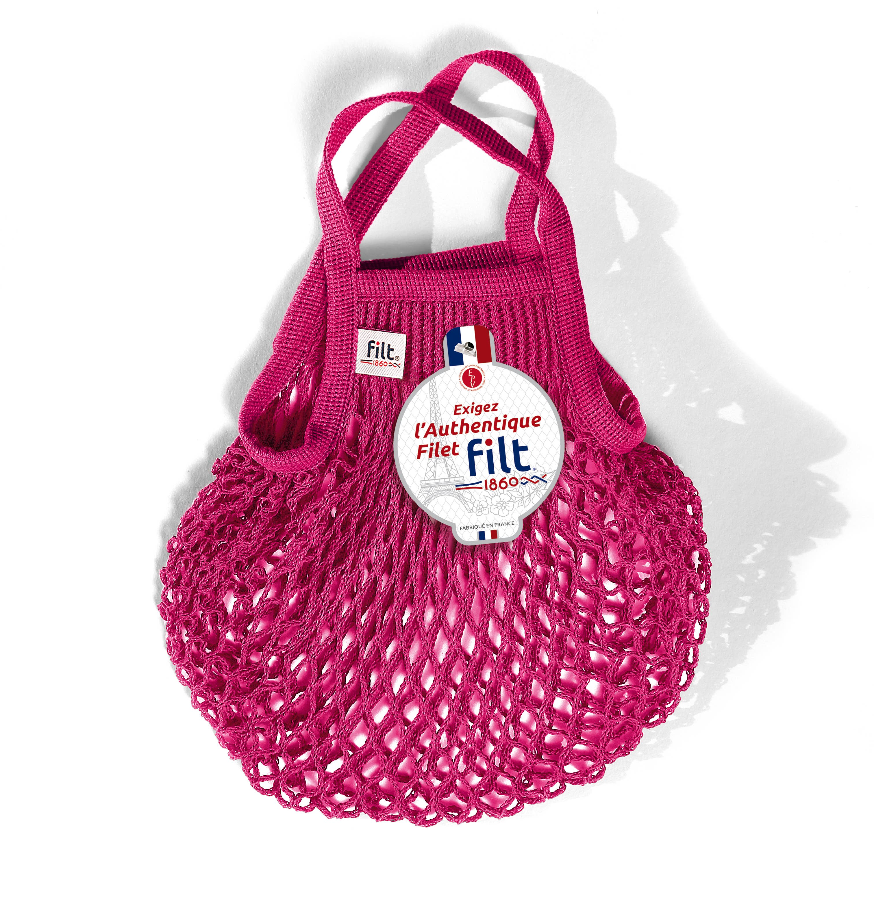Filt1860 Borsa rete mini per la spesa color lampone