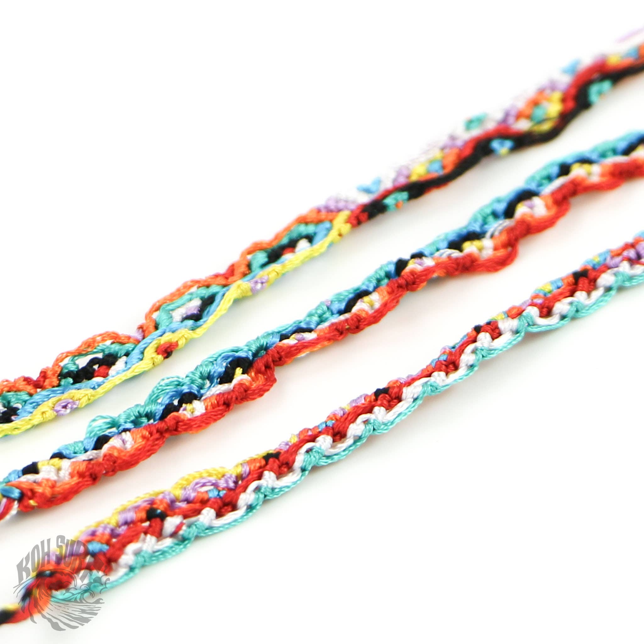 Pineapple Island Bracciale in cotone e seta tessuto a mano di Koh Surf: Toni rosa