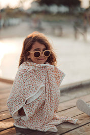 GRECH & CO Poncho Asciugamano da Bagno | Cotone Organico - Prato al Tramonto