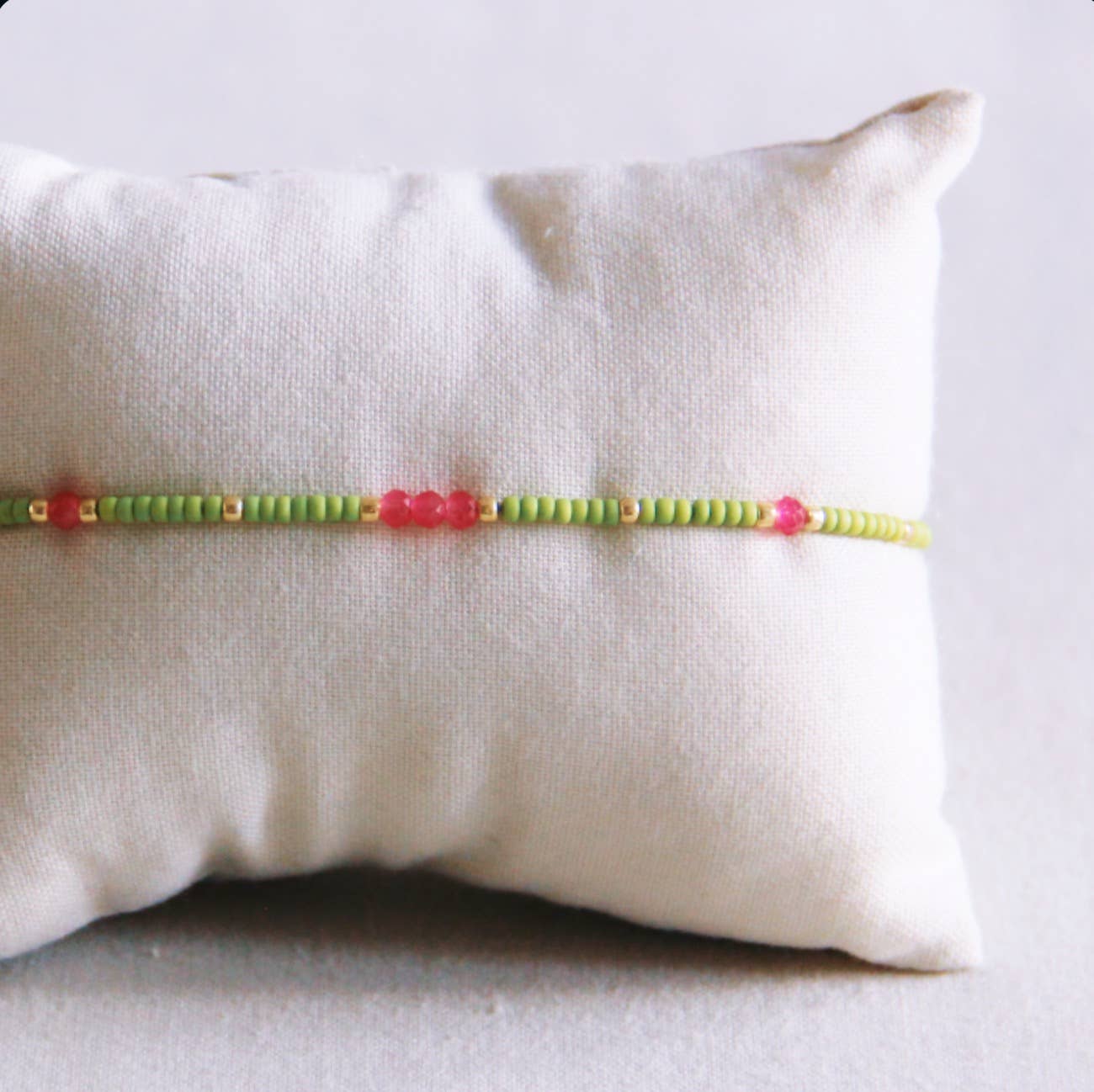 Bazou Bracciale Miyuki sfaccettato - verde/cerise