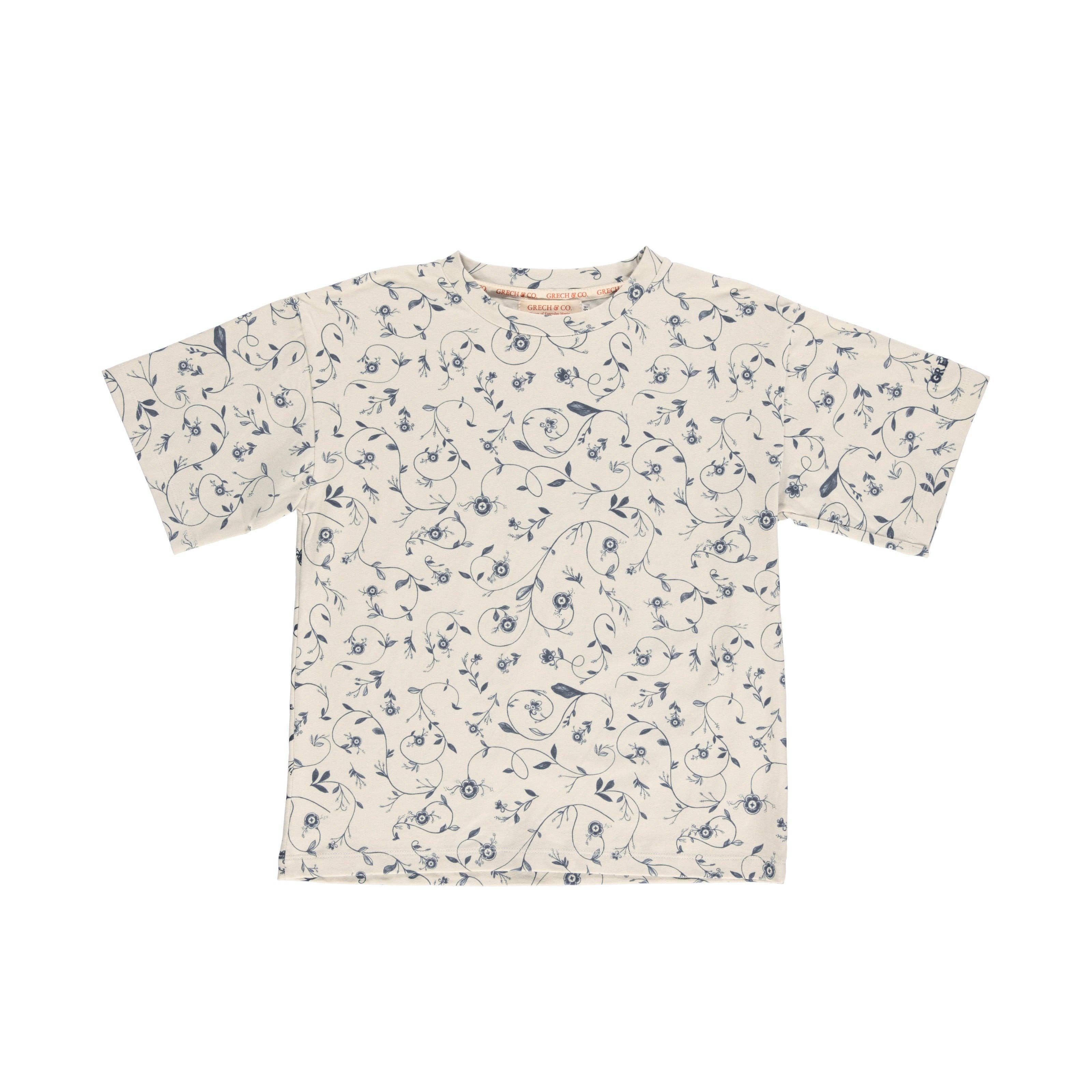 GRECH & CO T-shirt oversize | Jersey di cotone biologico - Floreale scandinavo