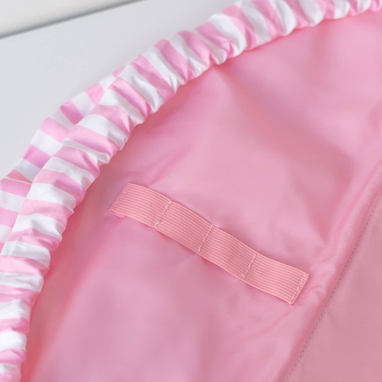 Flamingueo Trousse per cosmetici a righe rosa con chiusura ad arricciatura