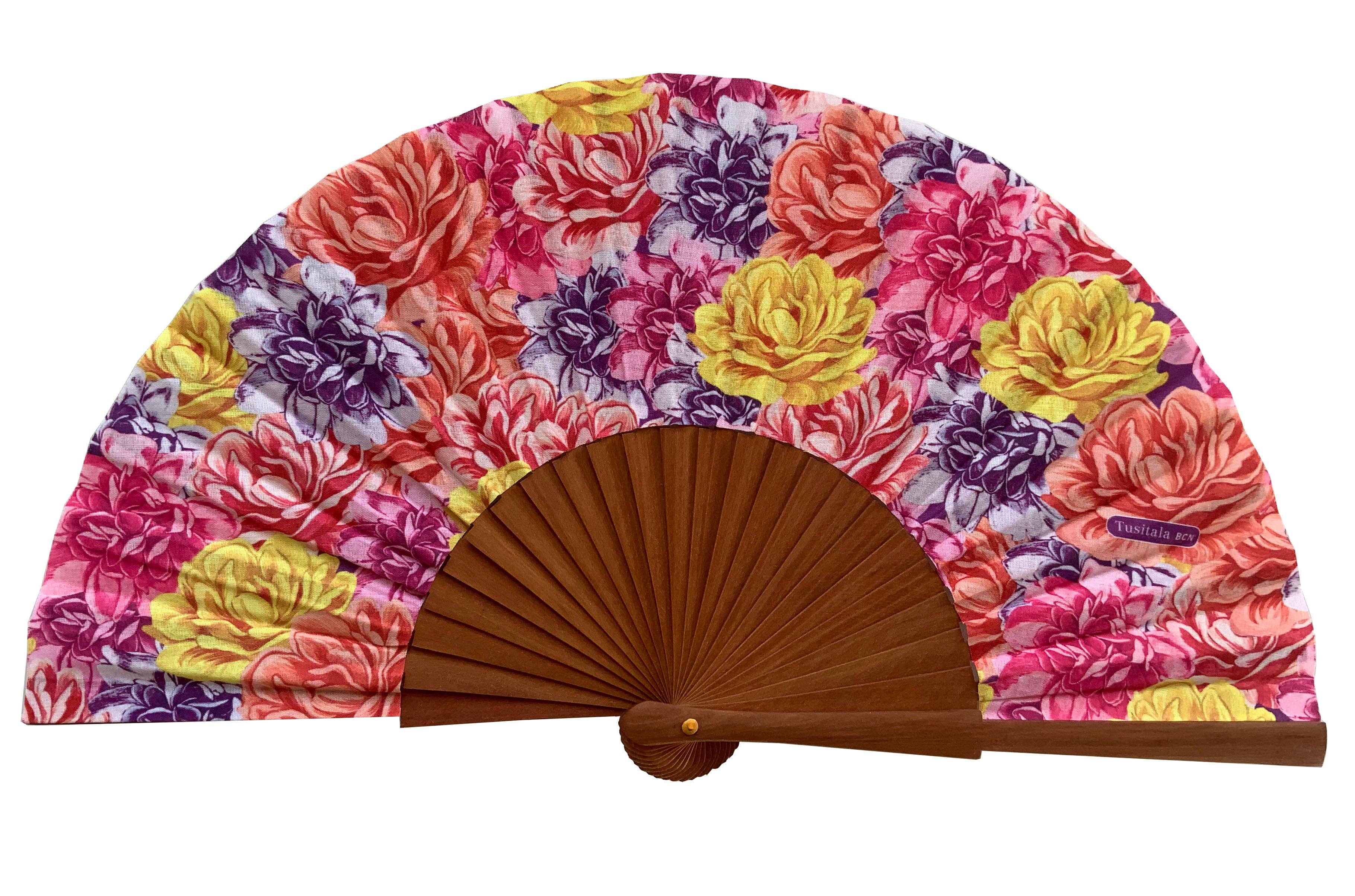 Tusitala Barcelona Ventaglio Abril 19 cm - in legno e cotone - originale e artigianale