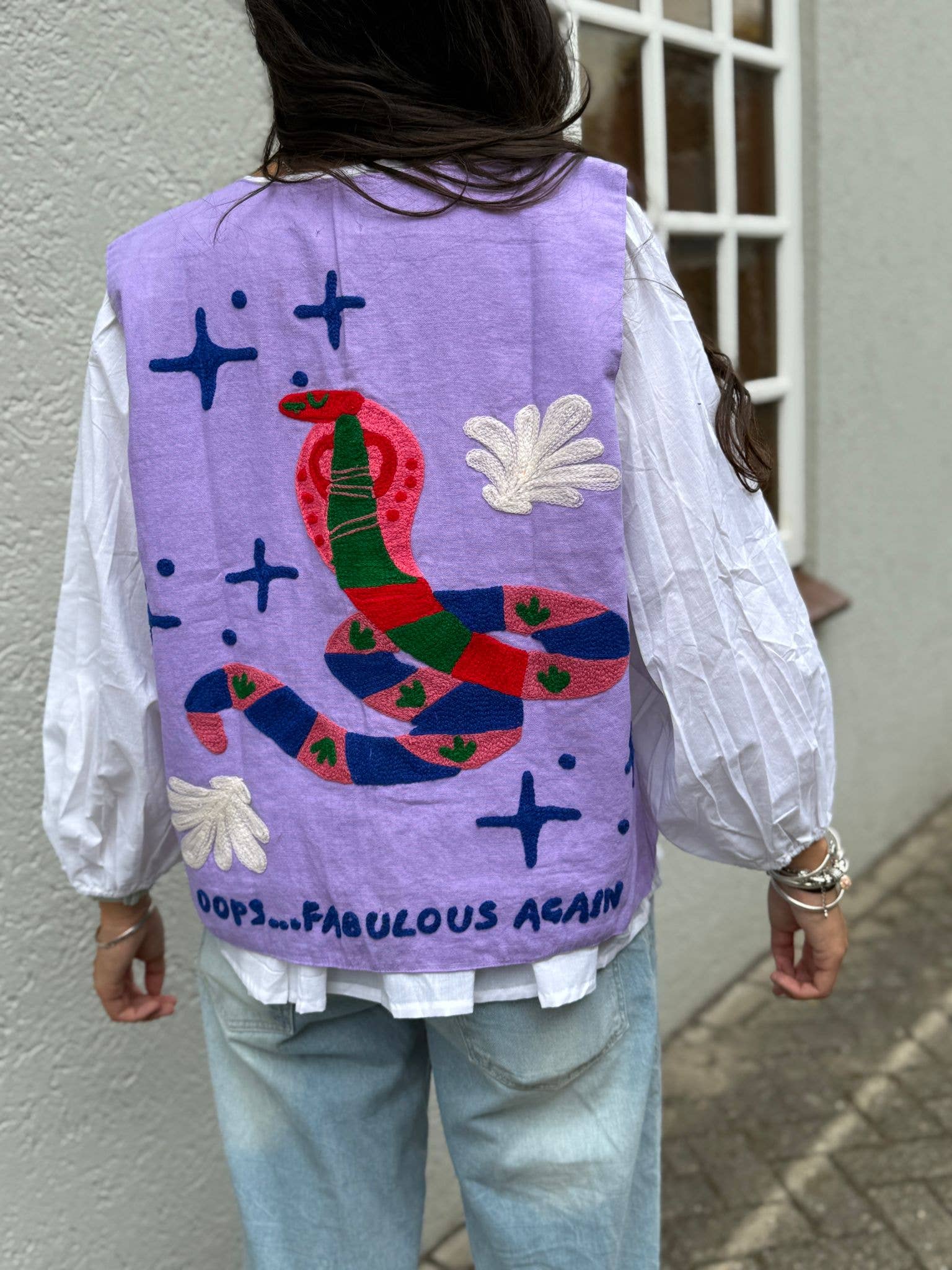 ToutVintage Gilet in cotone Suzani Serpente viola