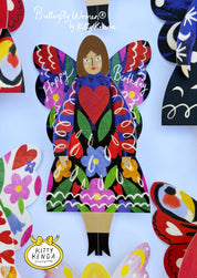 Kitty Kenda Papergoods Biglietto di Auguri Donna Farfalla Seduta - Fiori di Mezzanotte