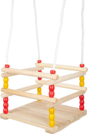 Small foot Altalena per bambini piccoli in legno con protezione a quattro lati