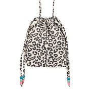 Rose in April Borsa Paloma Graou Greige con stampa leopardata e perline multicolori