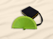 Tusitala Barcelona Ventilatore a frizione verde, in legno e cotone