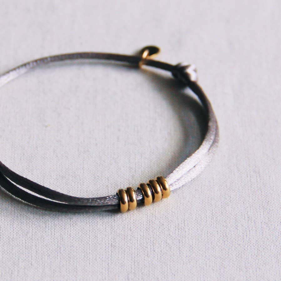 Bazou Bracciale Raso Con Anelli - Tortora/Oro