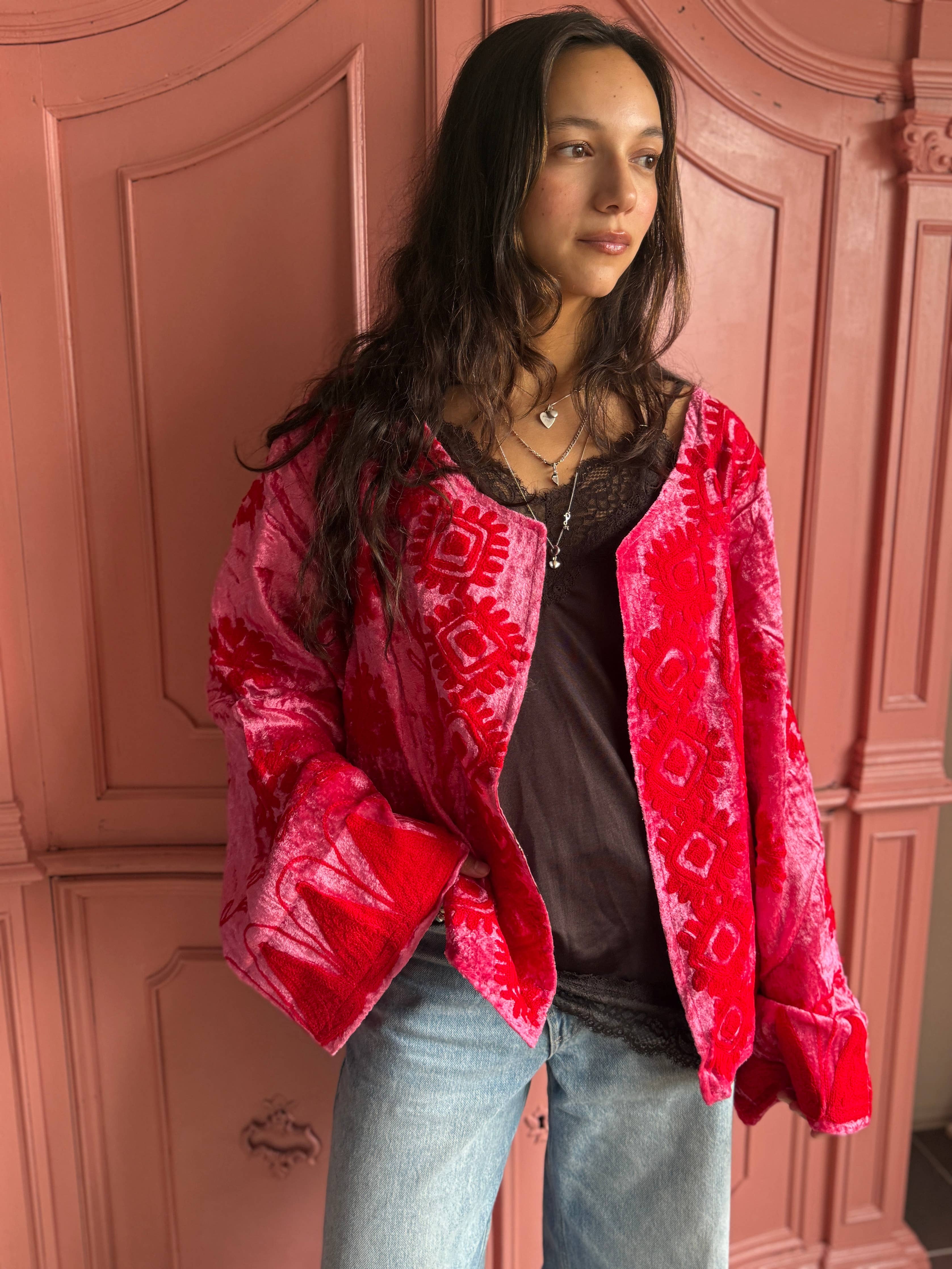 TOUT - Giacca Yasmine Velluto di Seta Rosa
