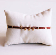 Bazou Bracciale dppio miyuki con 3mini cuori - marrone scuro