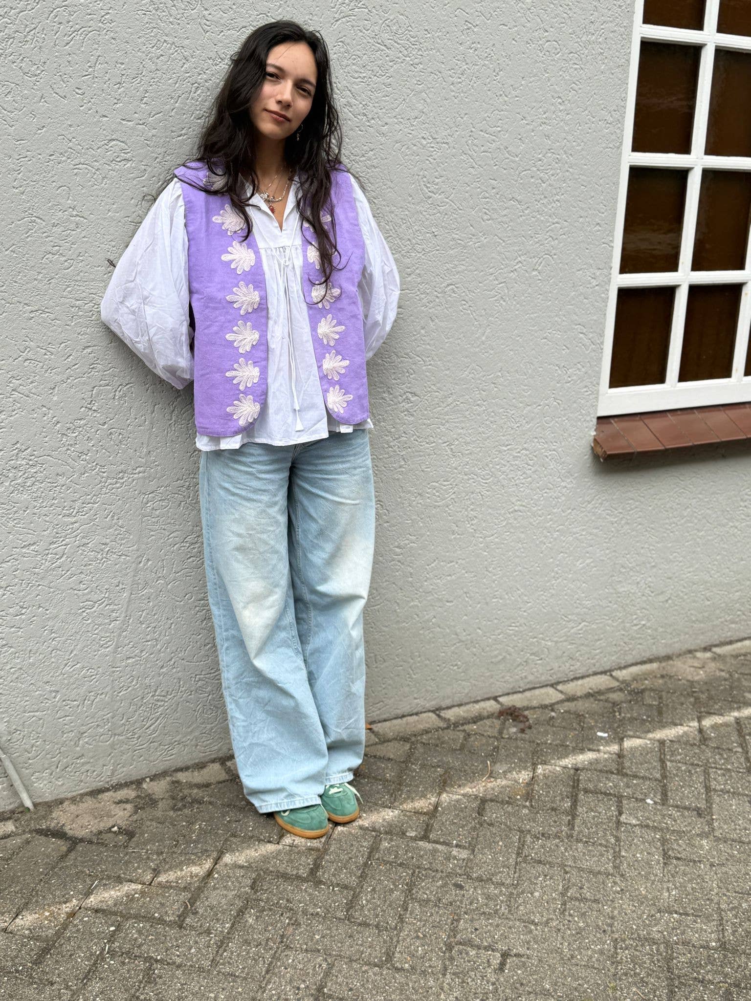 ToutVintage Gilet in cotone Suzani Serpente viola