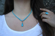 Iroquoise Collana con perle e pietre turchesi nativi americani