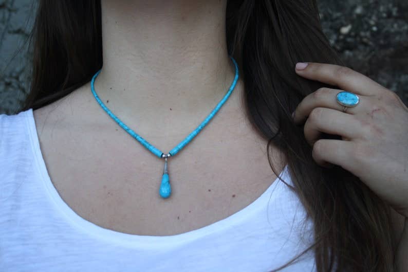 Iroquoise Collana con perle e pietre turchesi nativi americani