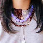 Bazou Collana con perline in pietra naturale 'SMALL' - bordeaux
