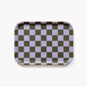 BLU KAT Vassoio da portata CHECKER lilla/oliva - 27 x 20 cm