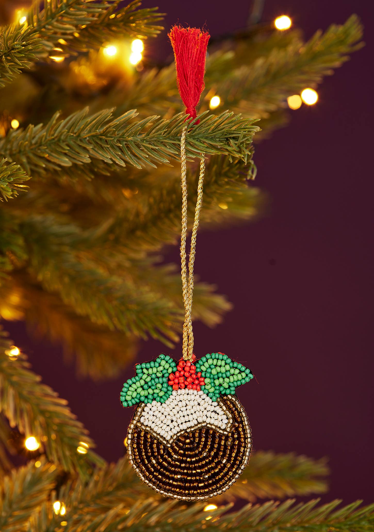 Namaste Decorazione con Perline a Forma di Pudding di Natale
