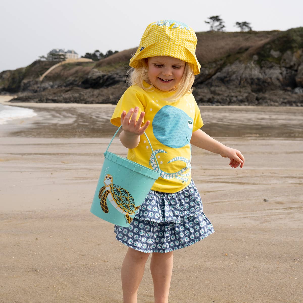 Coq En Pate Set da spiaggia per bambini con secchiello eco-sostenibile in Algoblend® - Tartaruga