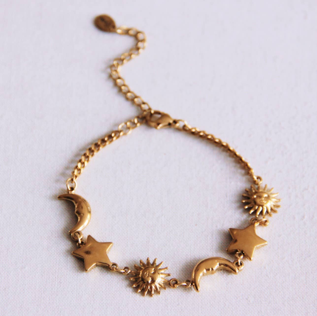 Bazou Bracciale a catena con sole, luna e stella