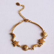 Bazou Bracciale a catena con sole, luna e stella