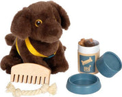 small foot Cucciolo di cane con borsa e kit toelettatura | gioco di ruolo | giocattolo in legno