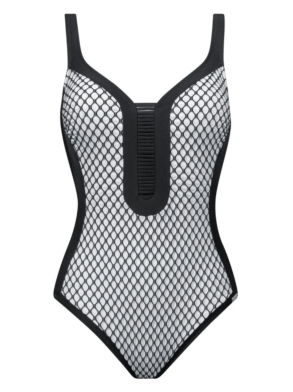 CHARMLINE Costume Intero "Optical Mesh" – Black & White Graphic Design