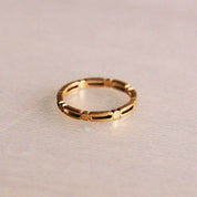 Bazou Anello minimalista in acciaio inossidabile con cubi - oro