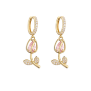 Rosies Orecchini charm tulipano rosa: Rosa / Oro