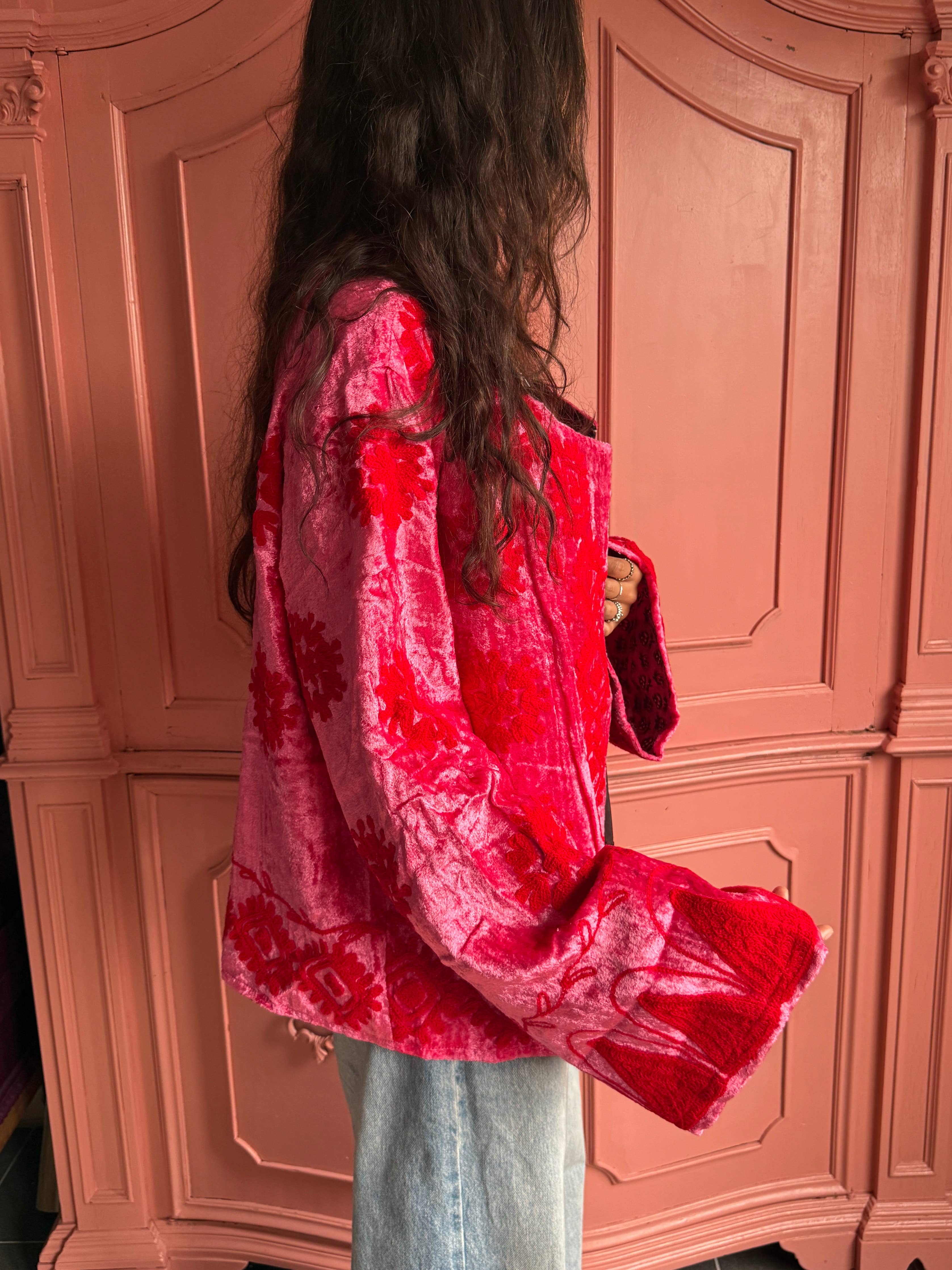 TOUT - Giacca Yasmine Velluto di Seta Rosa