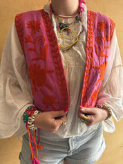 ToutVintage Gilet in cotone Suzani viola arancione