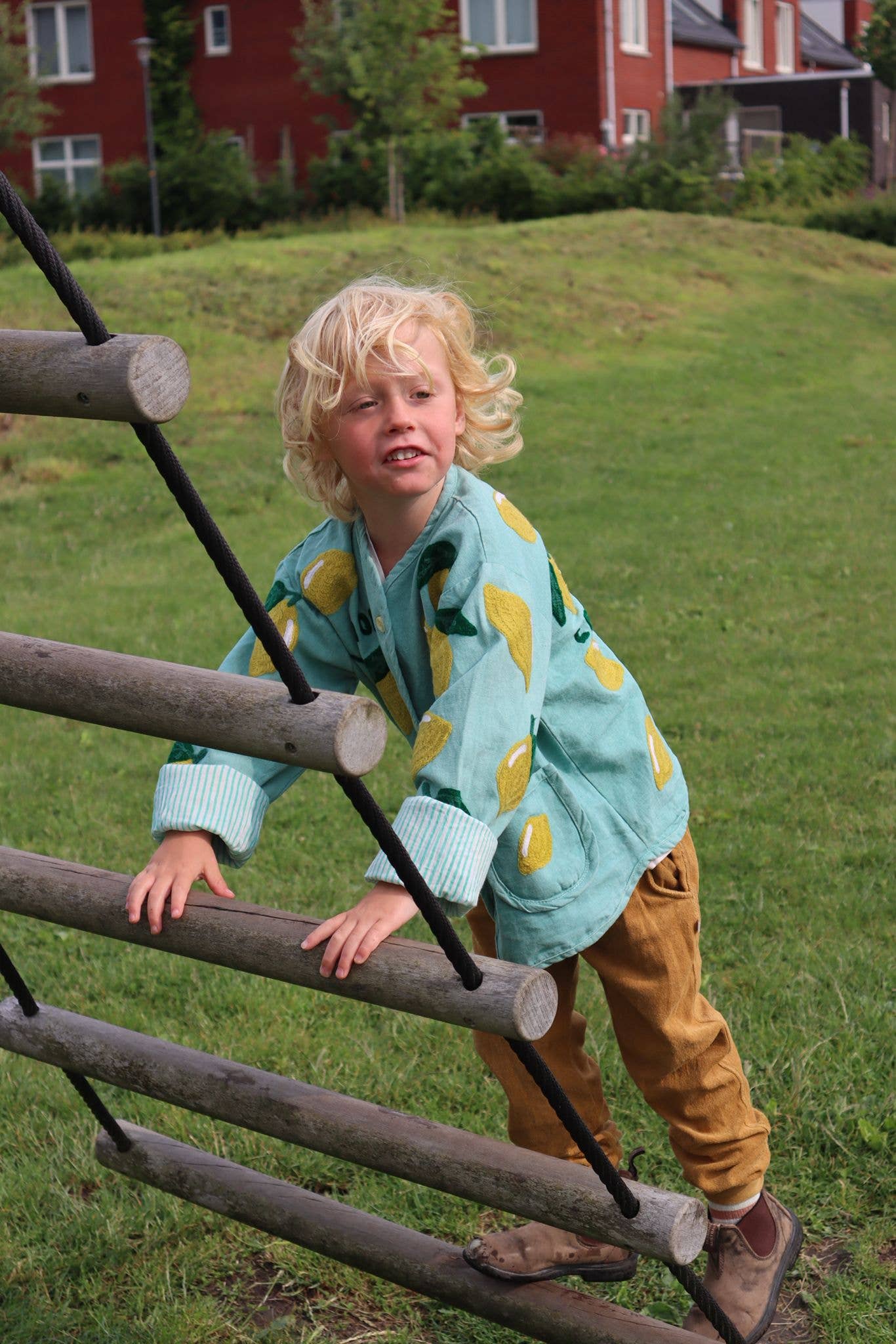 ToutVintage Giacca ricamata in cotone con limoni BAMBINI