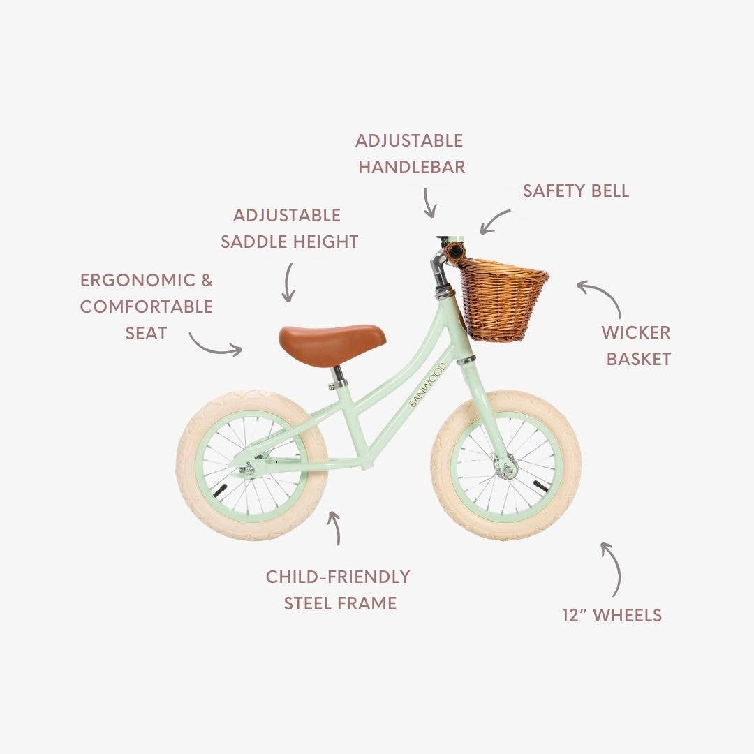 BANWOOD BICICLETTA SENZA PEDALI FIRST GO VINTAGE - MENTA CHIARA