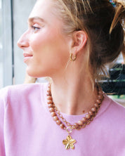 Bazou Collana con perline in pietra naturale XL - marrone