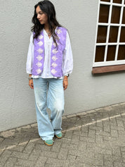 ToutVintage Gilet in cotone Suzani Serpente viola