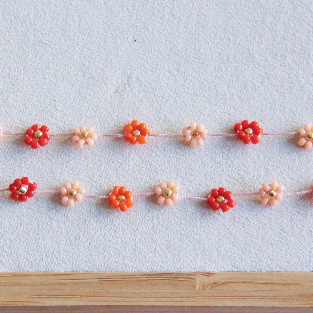 Bazou Collana a forma di margherita — Mix Rosso/Rosa