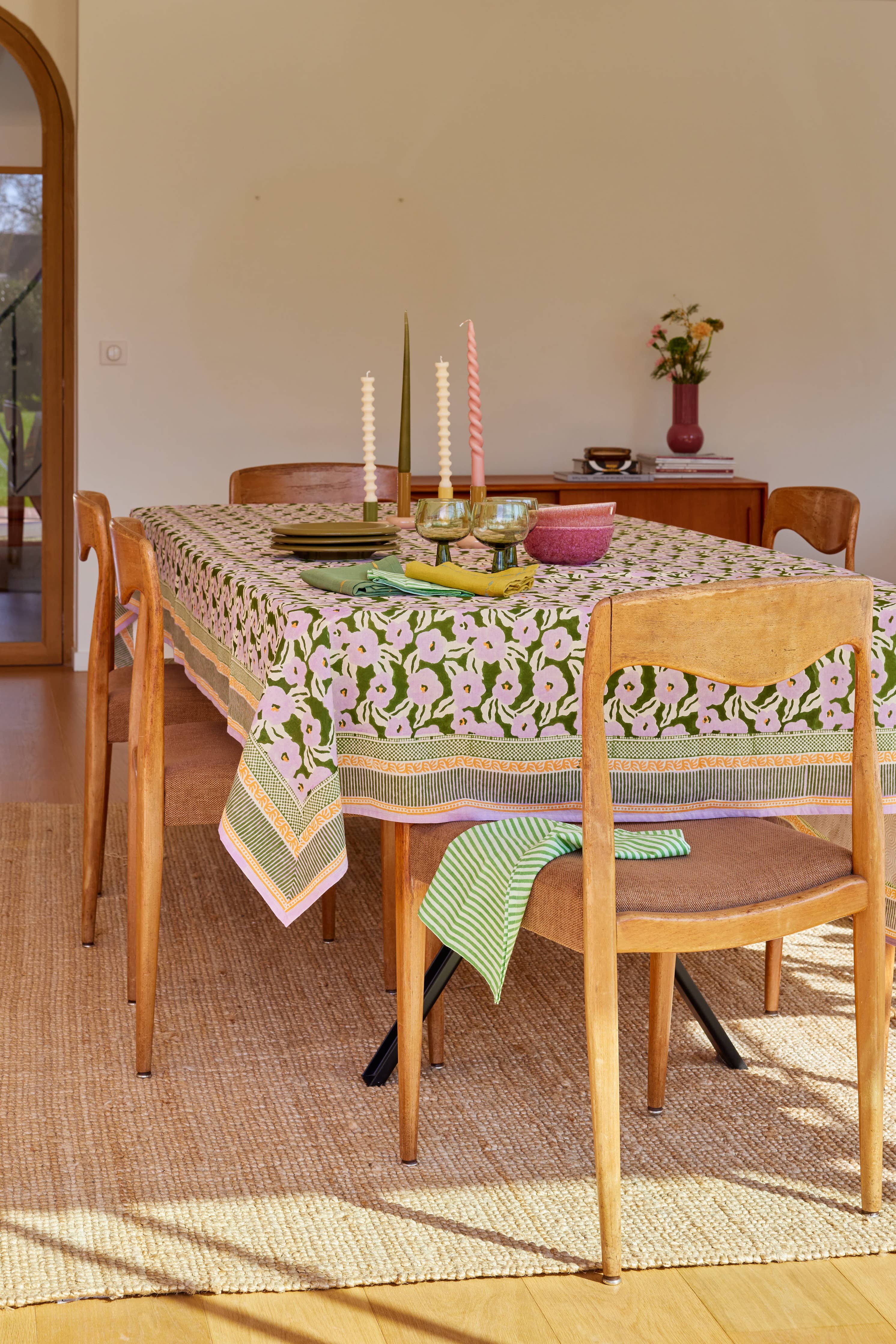 Bonheur du Jour Tovaglia - Chunni Verde: 170 X 170 CM