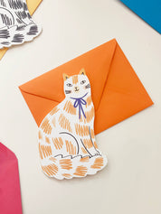 Kitty Kenda Papergoods Biglietto di auguri a forma di gattino seduto - Bianco e nero: Nero/Bianco
