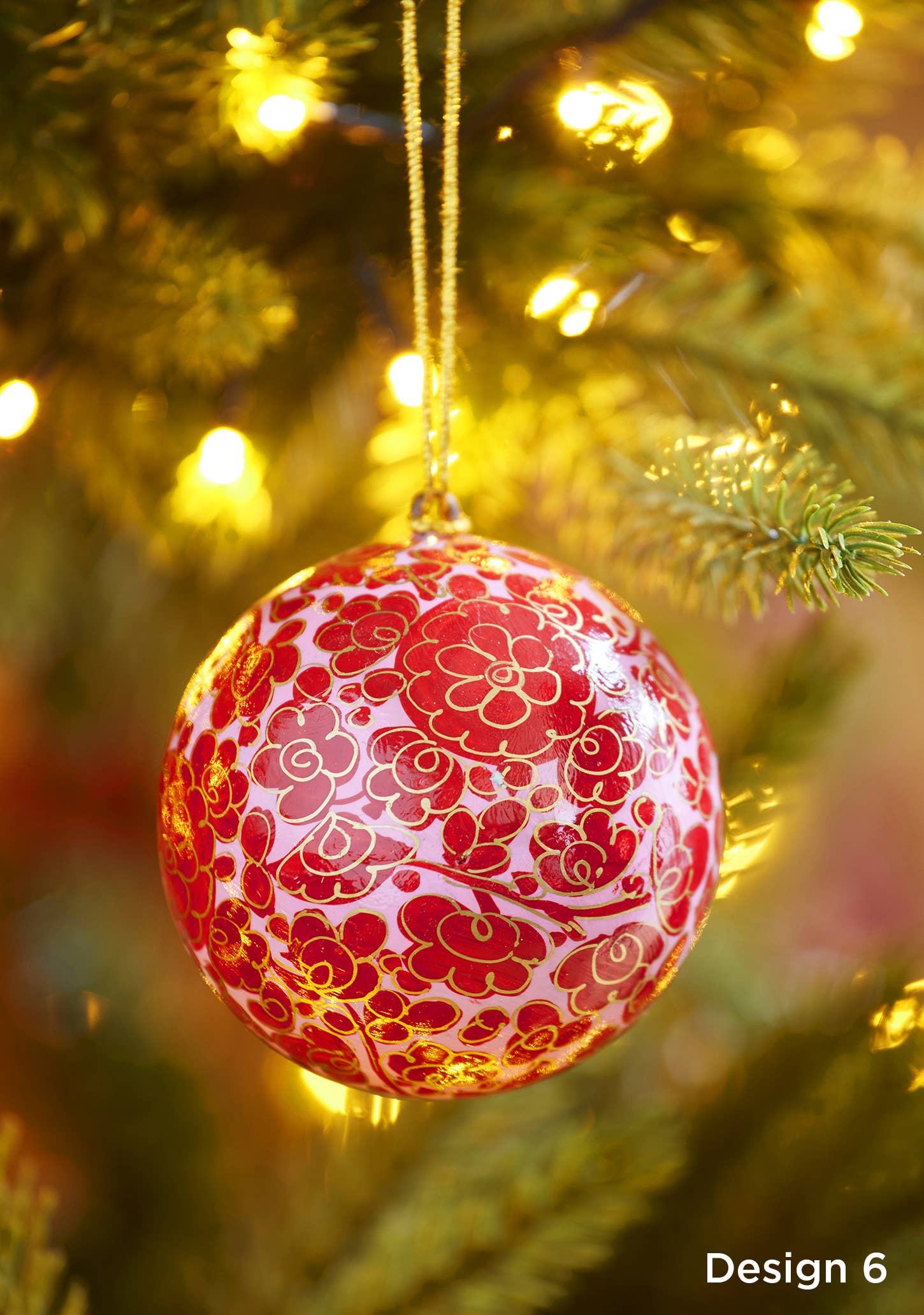 Namaste - Grande Palla di Natale Dipinta a Mano del Kashmir