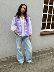 ToutVintage Gilet in cotone Suzani Serpente viola
