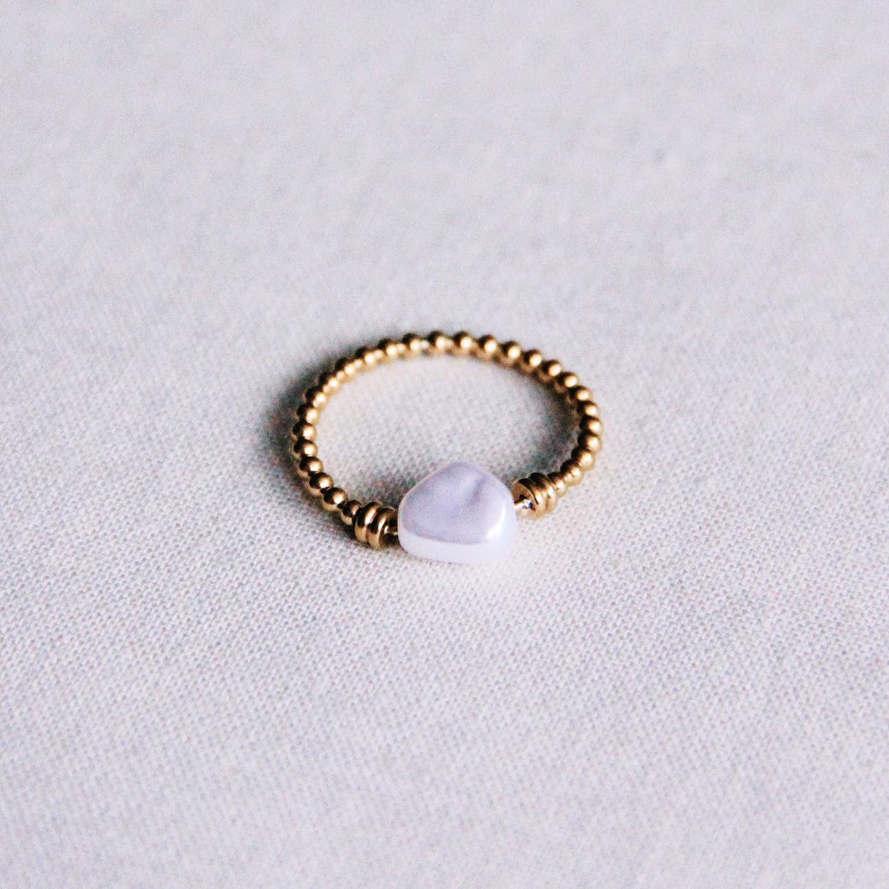 Bazou Anello a sfera in acciaio con perla - oro