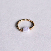 Bazou Anello a sfera in acciaio con perla - oro