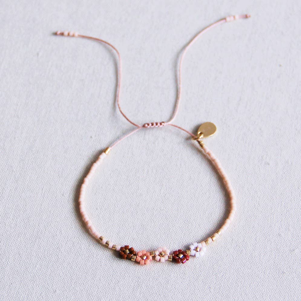 Bazou Bracciale Miyuki con 5 mini margherite - mix nude