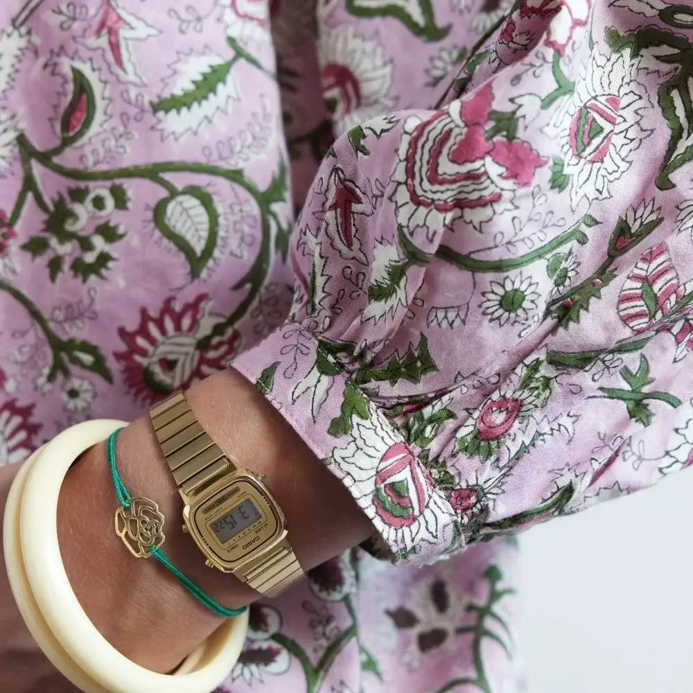 Bonheur du Jour Blusa donna stampata fiori indiani - Rosa/Malva